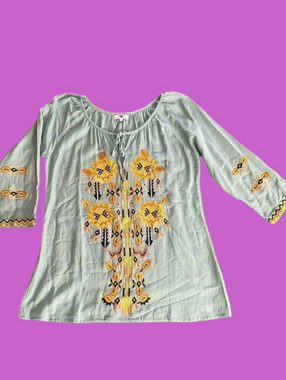 ☀️ Sunny Oceans Boho Embroidered Blouse Top / Tunic